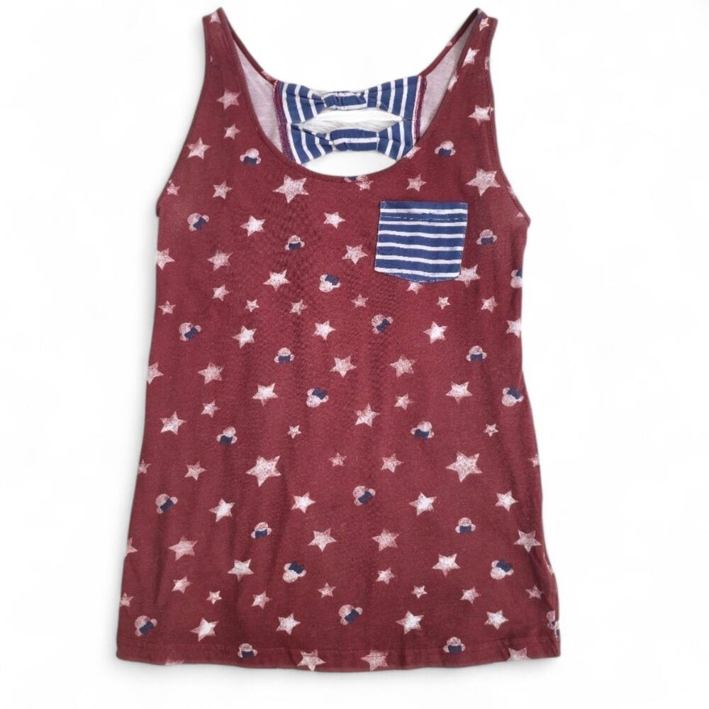 Disney Women's Patriotic American Flag Stars & Stripe Minnie Mouse Tank